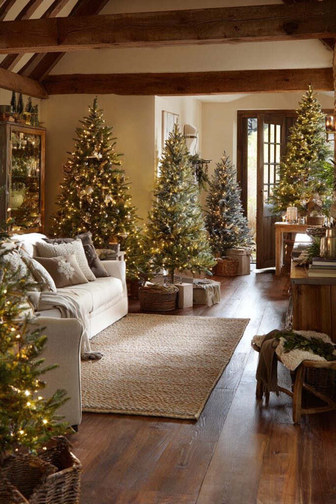 Multiple Christmas Tree Collection Display