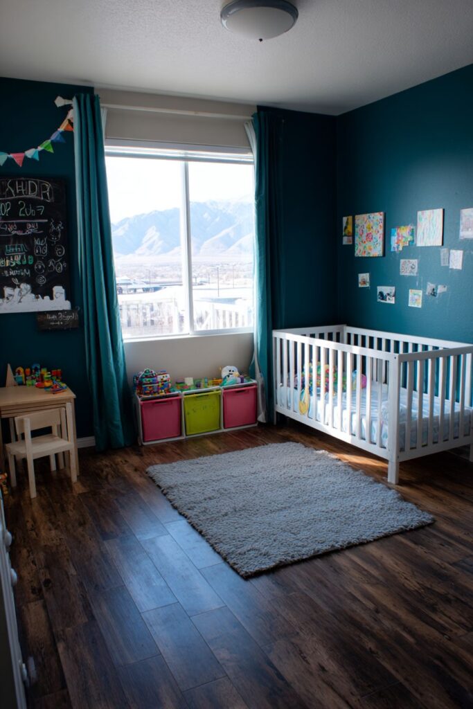 Kid-Friendly Chalkboard Teal Wall