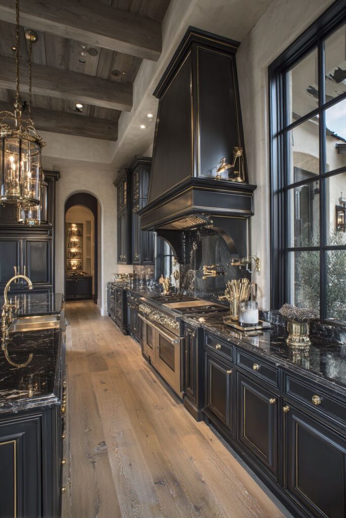 Dramatic Black Kitchen