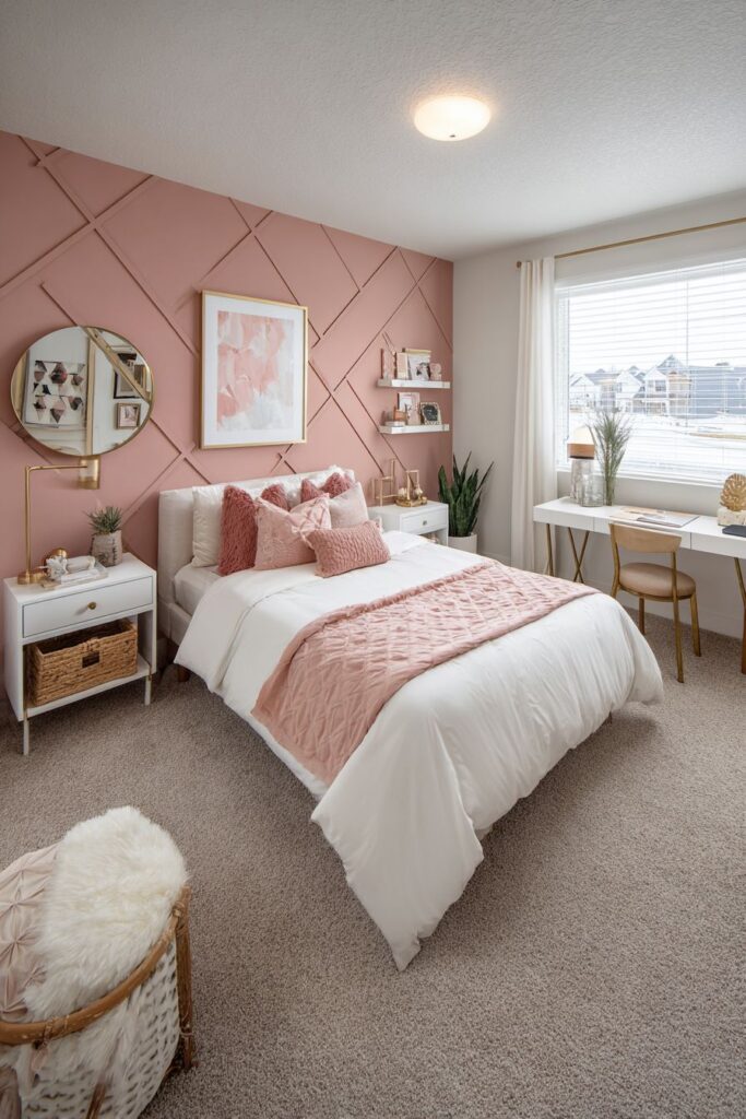 Teen Bedroom with Geometric Wall Molding