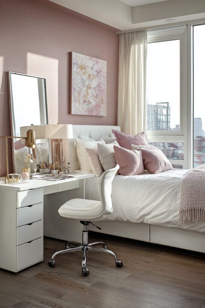 Teen Bedroom with Geometric Wall Molding