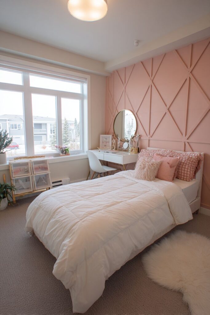 Teen Bedroom with Geometric Wall Molding