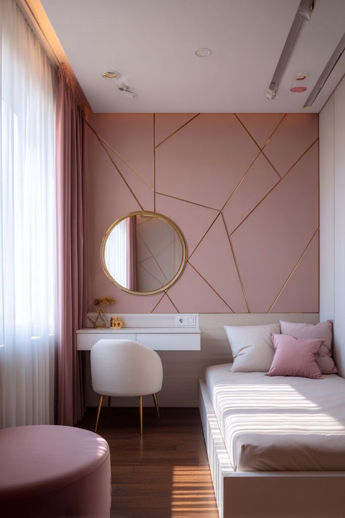 Teen Bedroom with Geometric Wall Molding