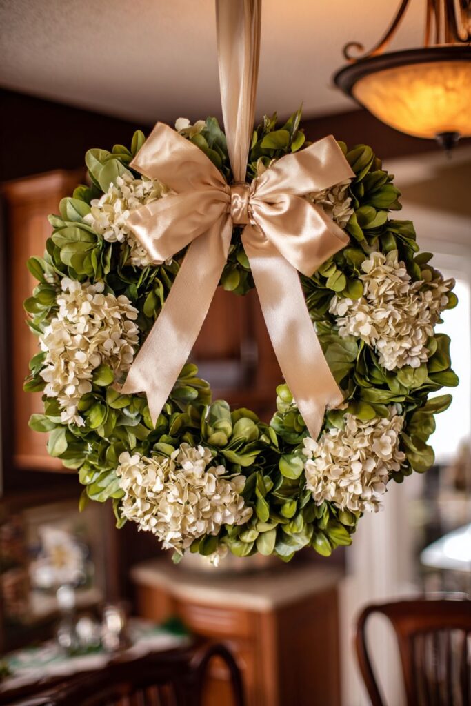 Classic Boxwood and Hydrangea Wreath
