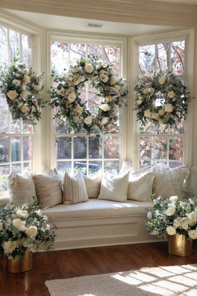 Bay Window Wreath Installation