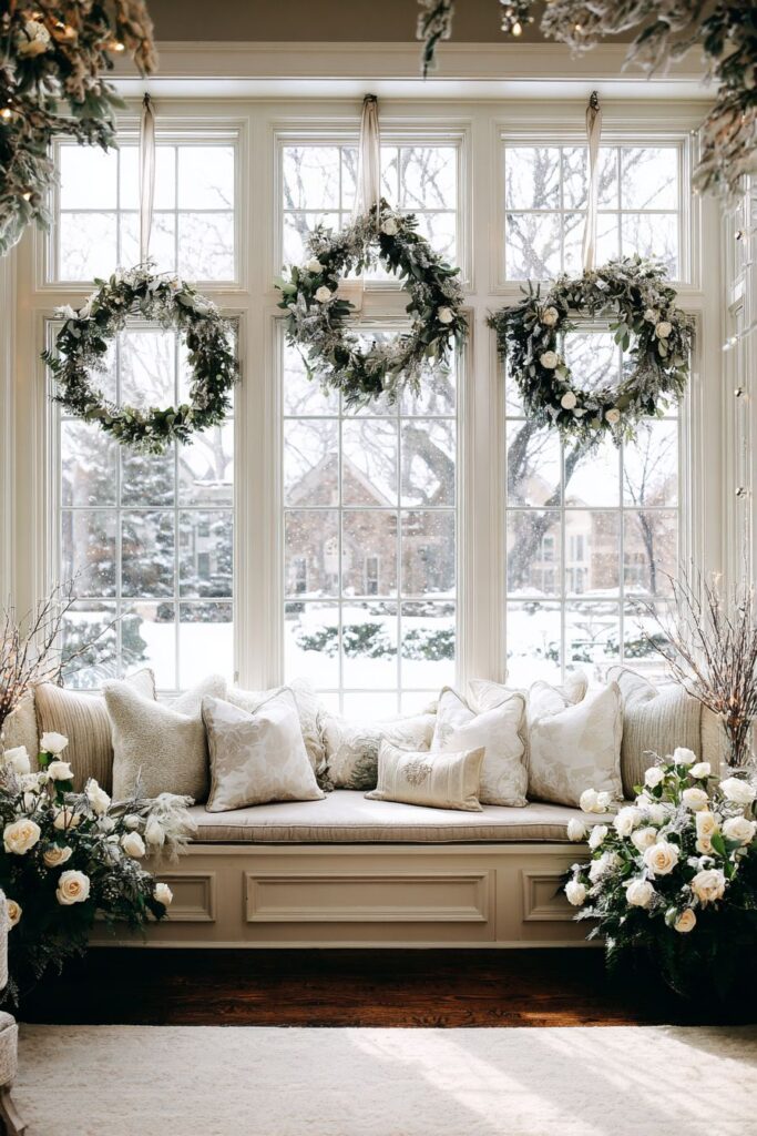 Bay Window Wreath Installation