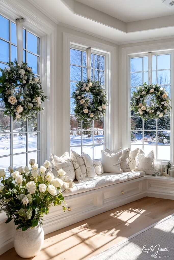 Bay Window Wreath Installation