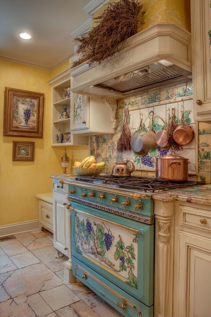 Hand-Painted Grape Vine Ceramic Tiles