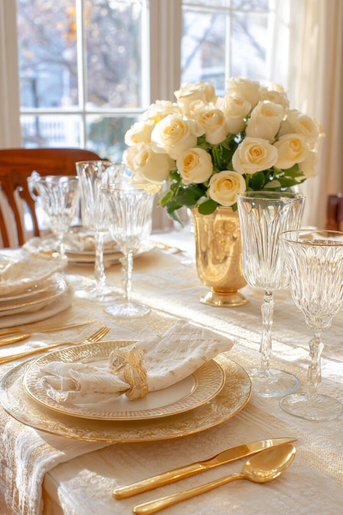 Elegant Gold Table Setting for Special Occasions