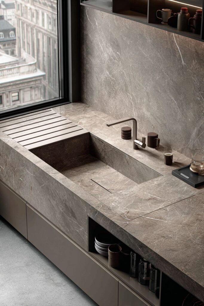 Natural Stone Sink Area for Meditative Tasks