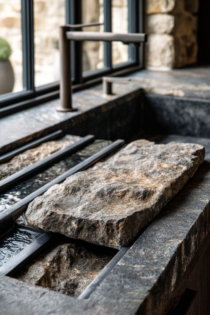 Natural Stone Sink Area for Meditative Tasks