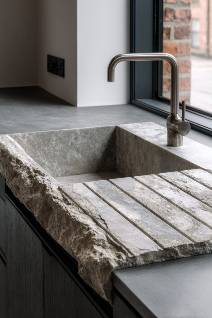 Natural Stone Sink Area for Meditative Tasks