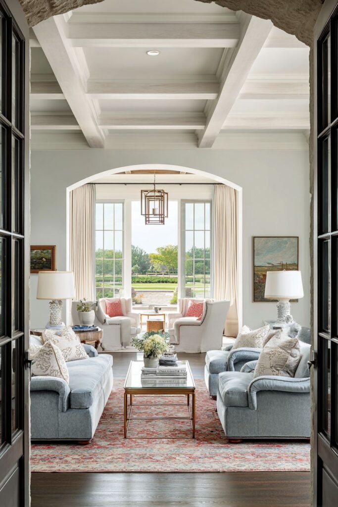 Symmetrical Slate Blue Elegance with Oriental Heritage