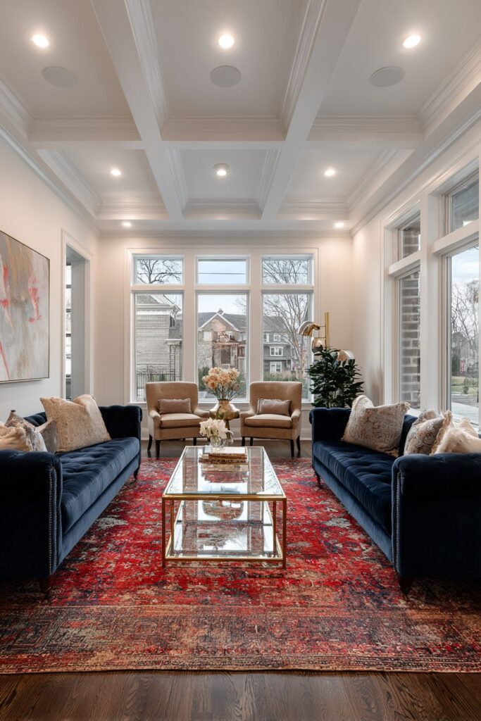 Symmetrical Slate Blue Elegance with Oriental Heritage