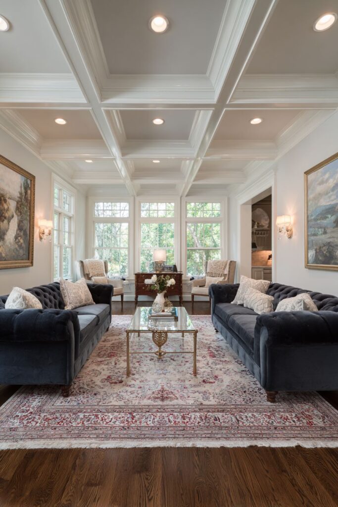 Symmetrical Slate Blue Elegance with Oriental Heritage