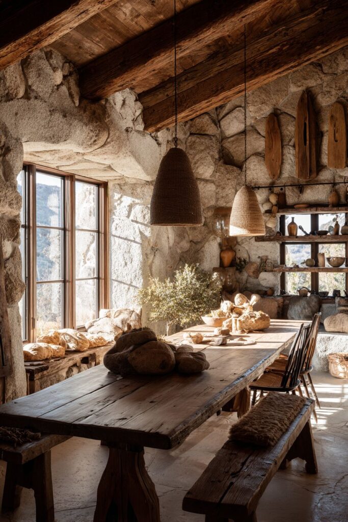 French Doors with Garden Connection and Bleached Oak Table