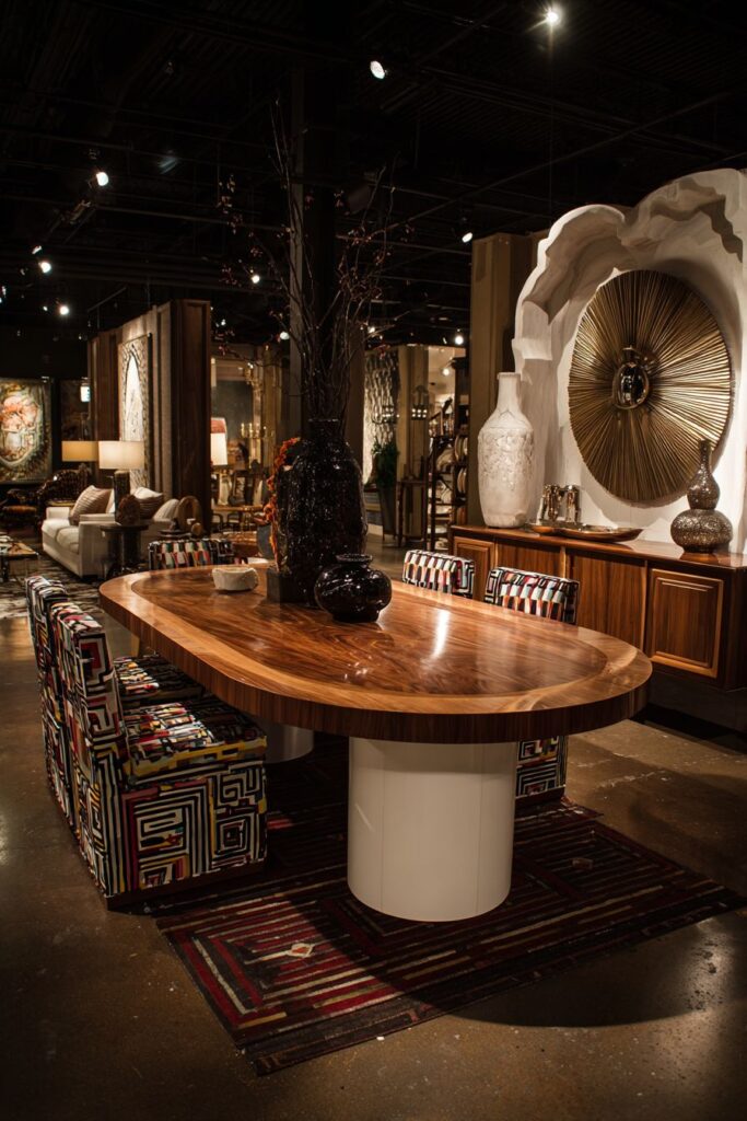 Oval Tulip Elegance with Geometric Fabric Drama