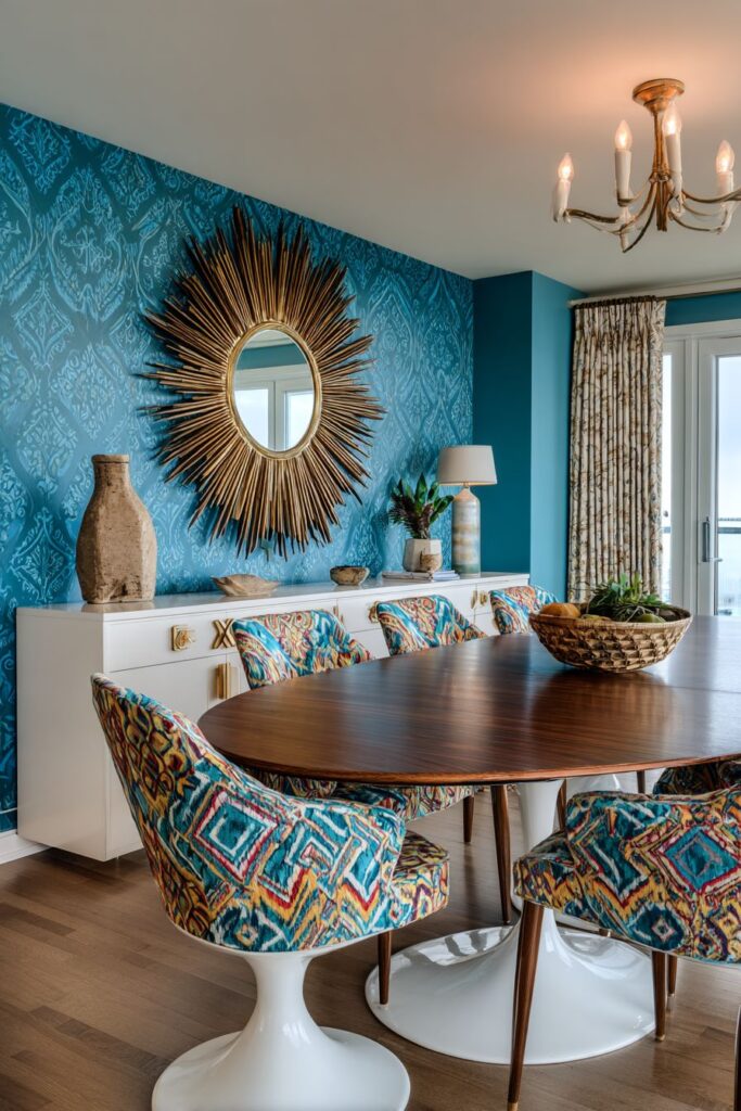 Oval Tulip Elegance with Geometric Fabric Drama