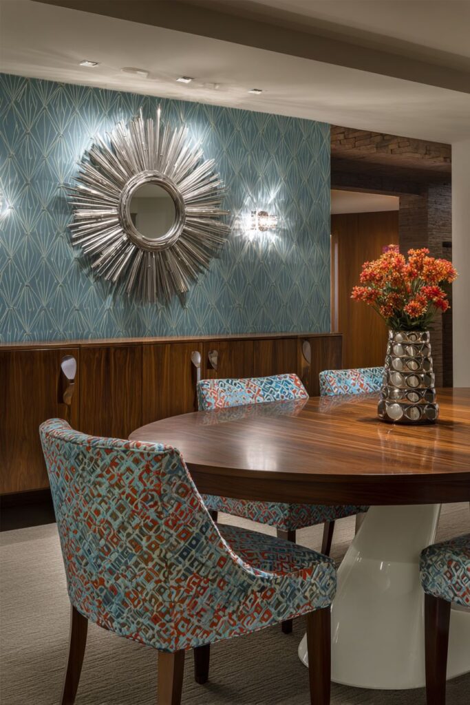 Oval Tulip Elegance with Geometric Fabric Drama