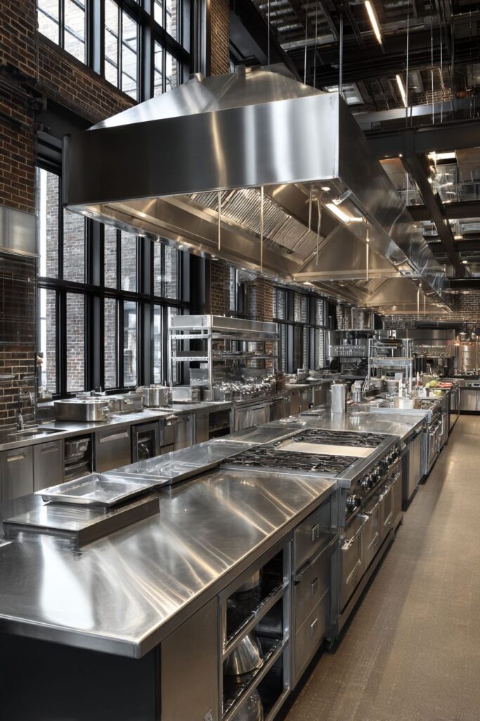 Loft-Style Industrial Stainless Steel Kitchen