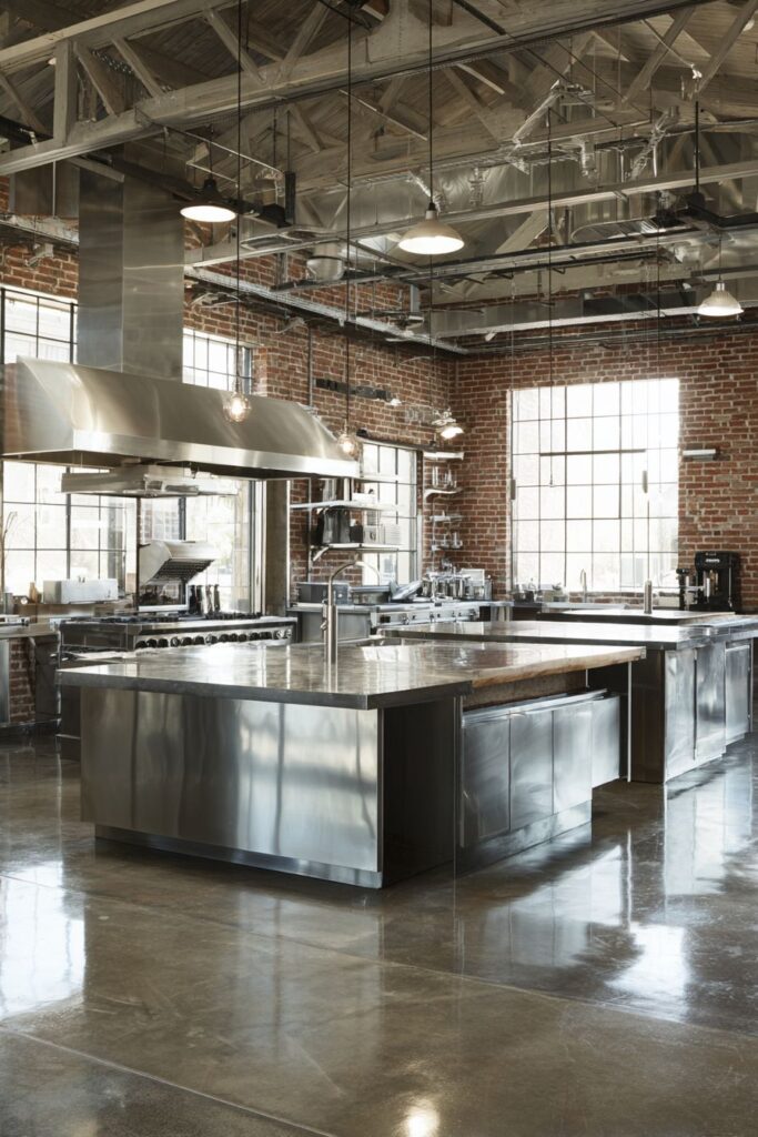 Loft-Style Industrial Stainless Steel Kitchen