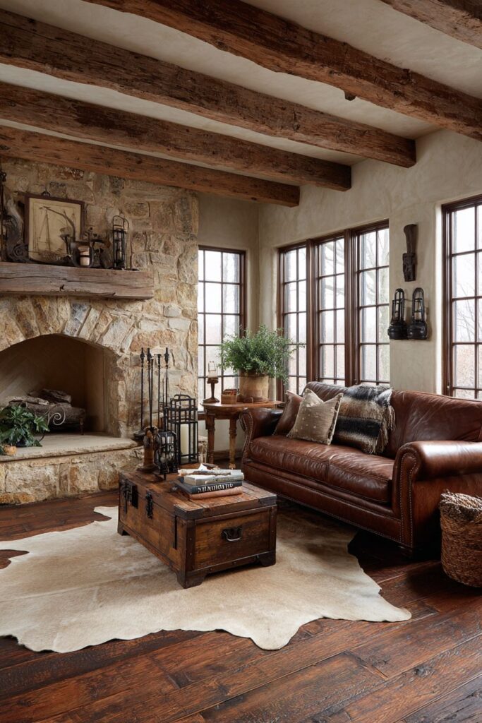 Rustic Stone Fireplace Retreat