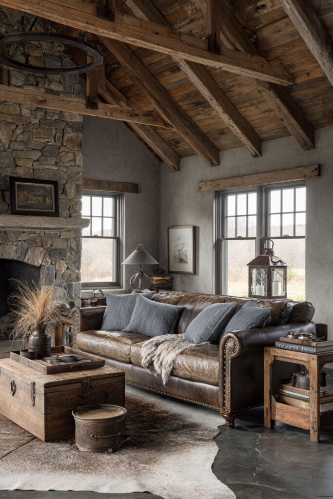 Rustic Stone Fireplace Retreat