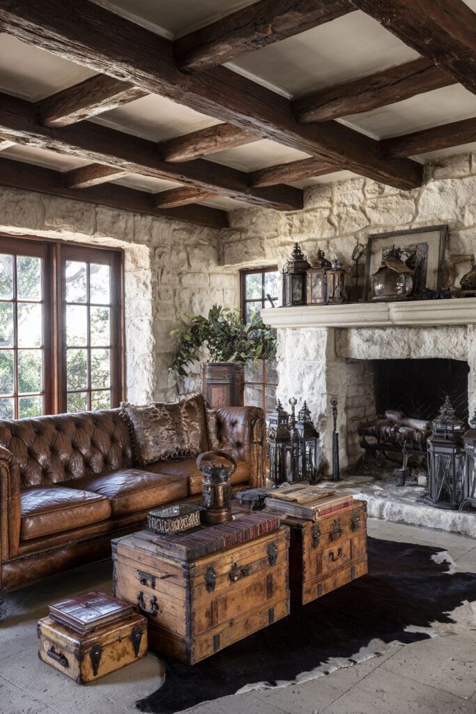 Rustic Stone Fireplace Retreat