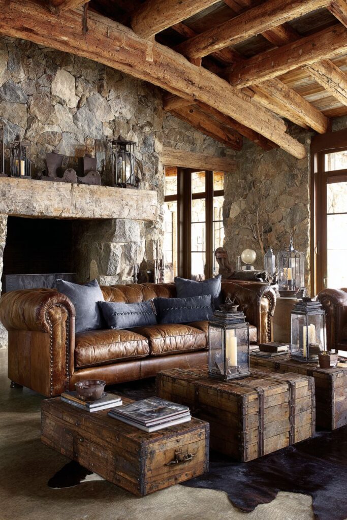Rustic Stone Fireplace Retreat
