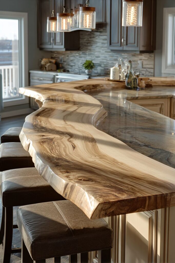 Integrated Maple Breakfast Bar Functionality