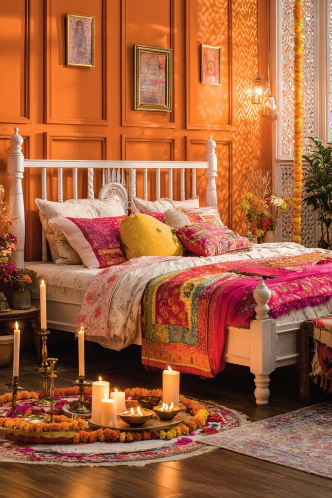 Festival-Themed Indian Bedroom with Celebratory Vibrancy