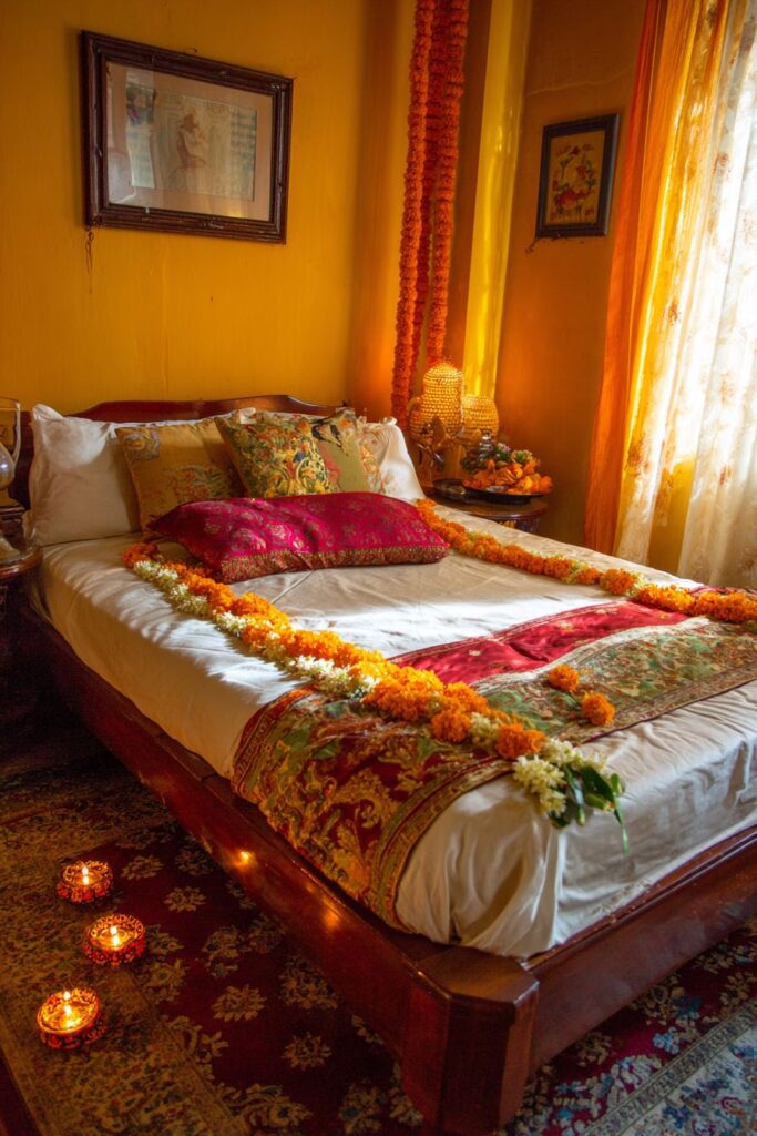 Festival-Themed Indian Bedroom with Celebratory Vibrancy