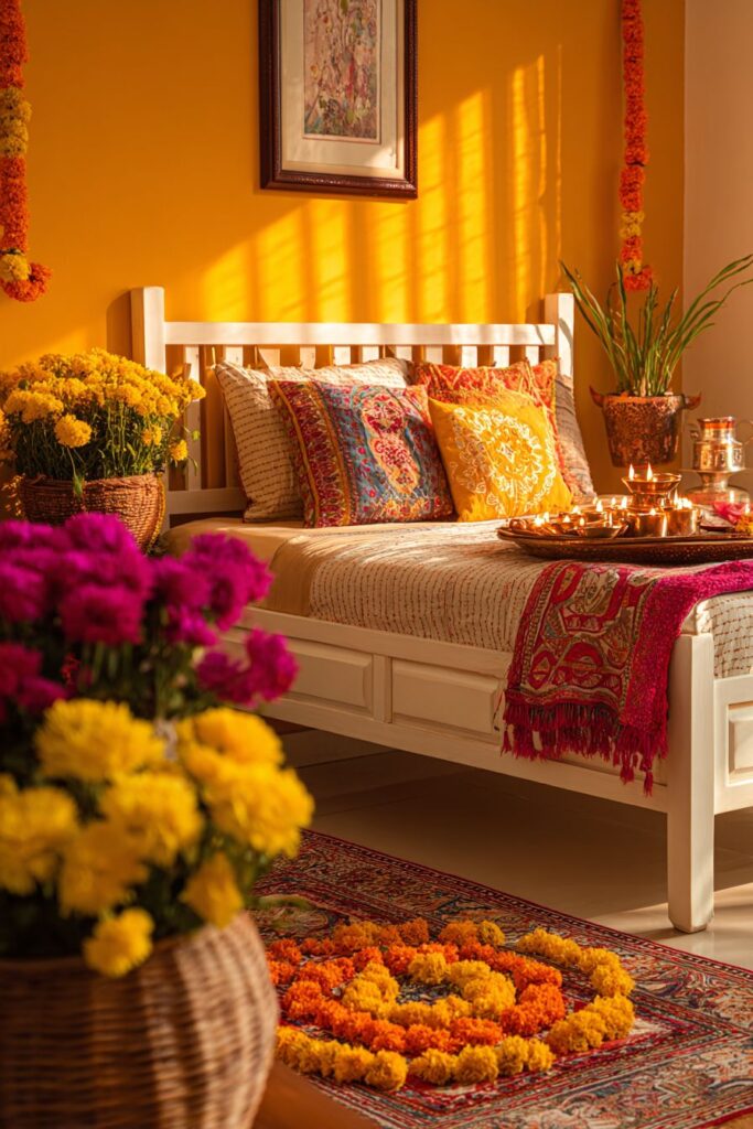 Festival-Themed Indian Bedroom with Celebratory Vibrancy