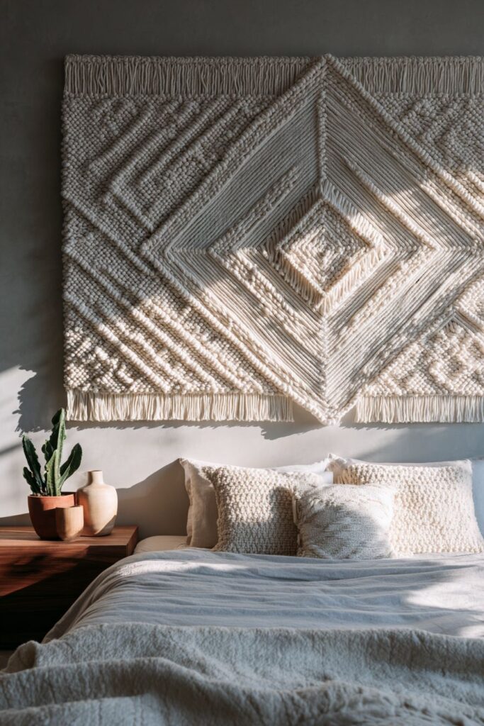Contemporary Rope Wall Hanging with Geometric Pattern