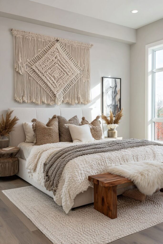 Contemporary Rope Wall Hanging with Geometric Pattern