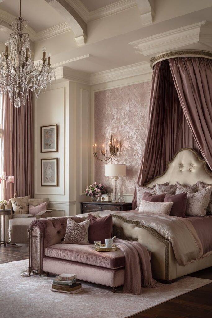 Luxurious Master Retreat with Silk Wallpaper
