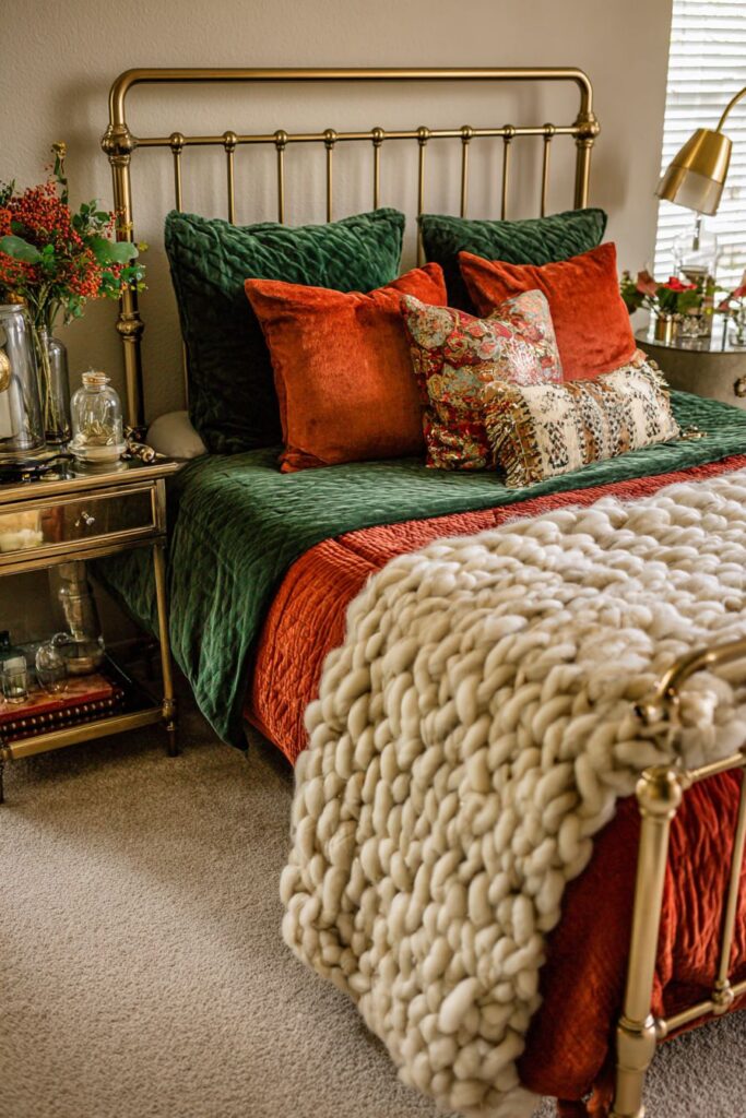 Vintage Brass with Modern Jewel-Tone Bedding