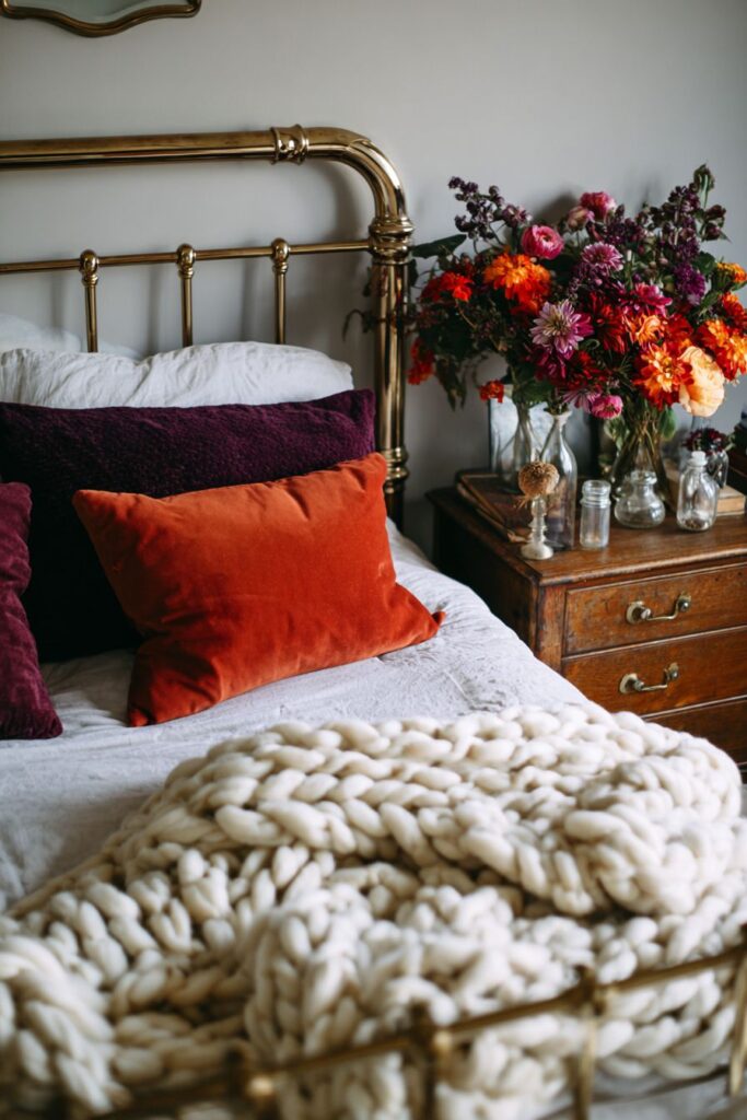 Vintage Brass with Modern Jewel-Tone Bedding