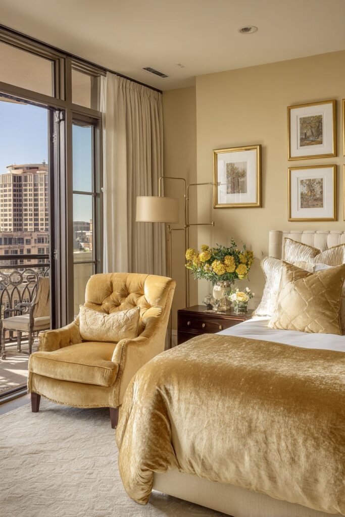 Master Suite Luxury with Cohesive Gold Elements