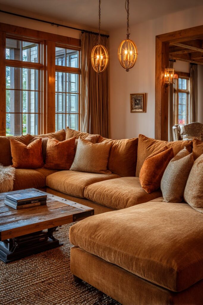 Sand-Colored Sectional Rustic Charm