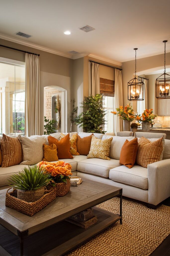 Sand-Colored Sectional Rustic Charm