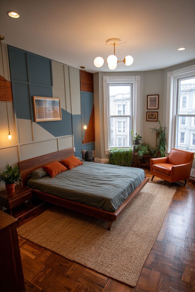 Color-Blocked Geometric Accent Wall