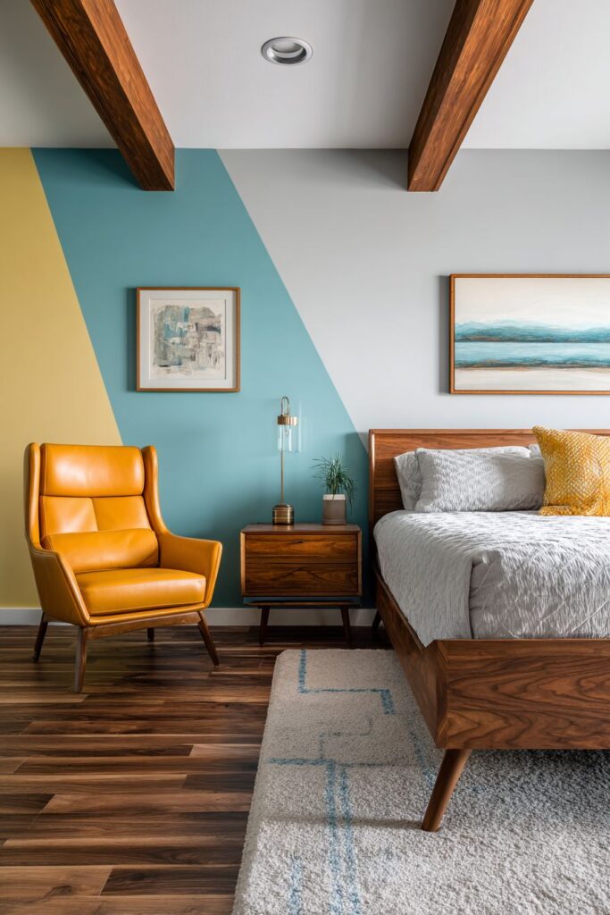 Color-Blocked Geometric Accent Wall