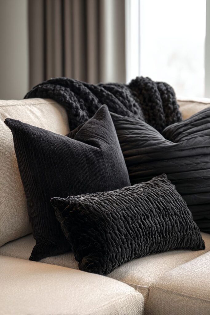 Layered Black Textile Sophistication