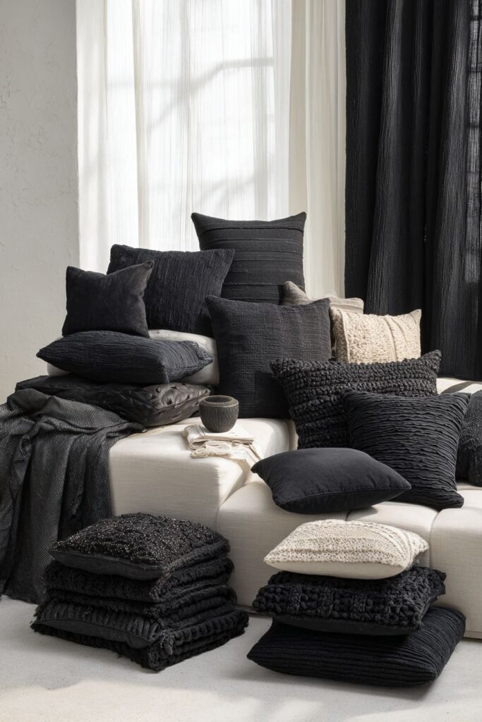 Layered Black Textile Sophistication