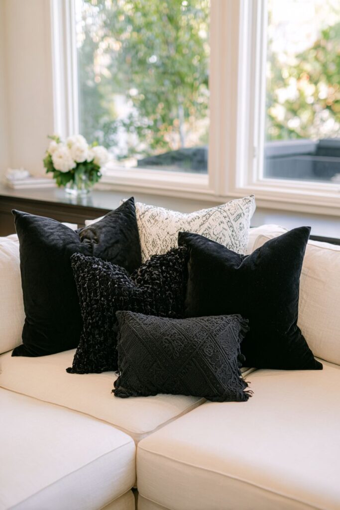 Layered Black Textile Sophistication