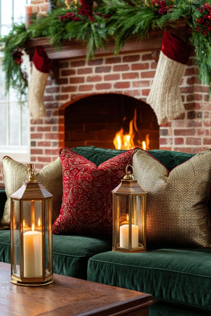Classic Christmas Fireplace Grandeur