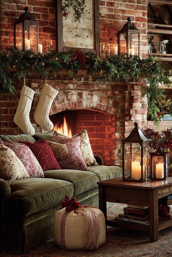 Classic Christmas Fireplace Grandeur