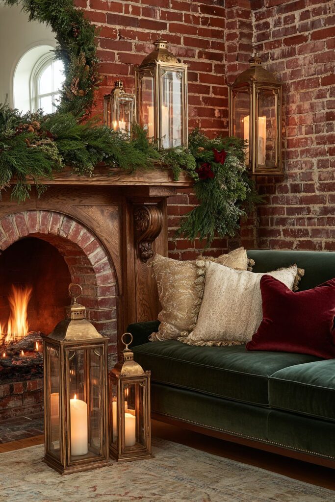 Classic Christmas Fireplace Grandeur