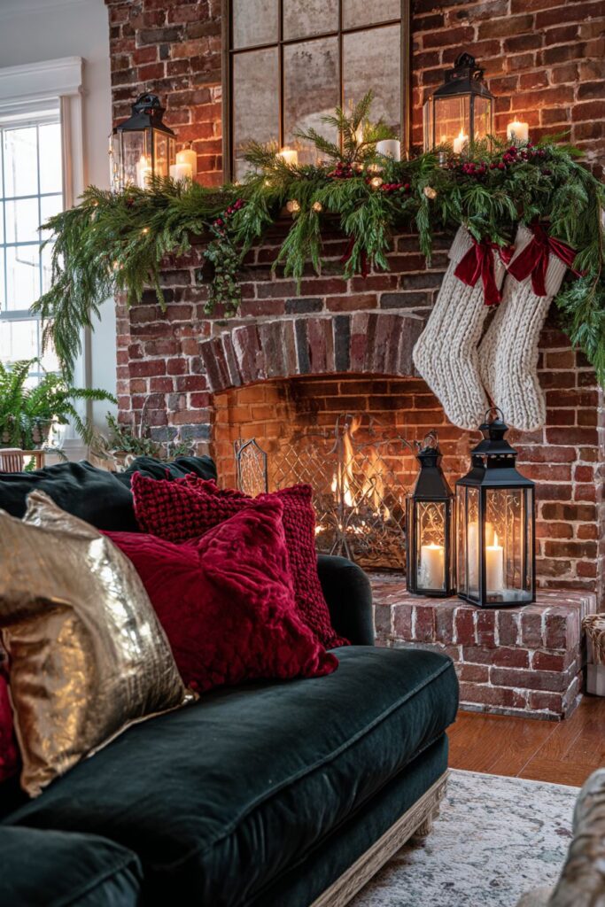 Classic Christmas Fireplace Grandeur